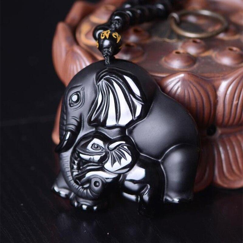 Elefanten Halskette - Obsidian - spiritofesoterik