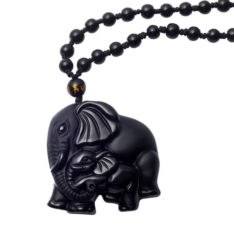 Elefanten Halskette - Obsidian - spiritofesoterik