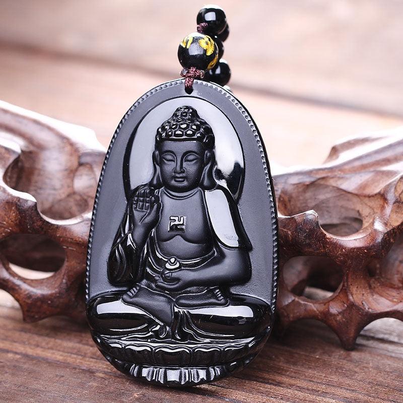 Buddha Obsidian Halskette - spiritofesoterik