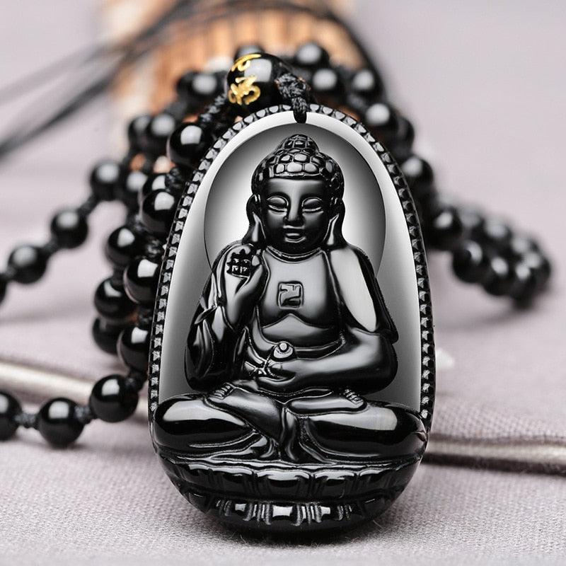Buddha Obsidian Halskette - spiritofesoterik