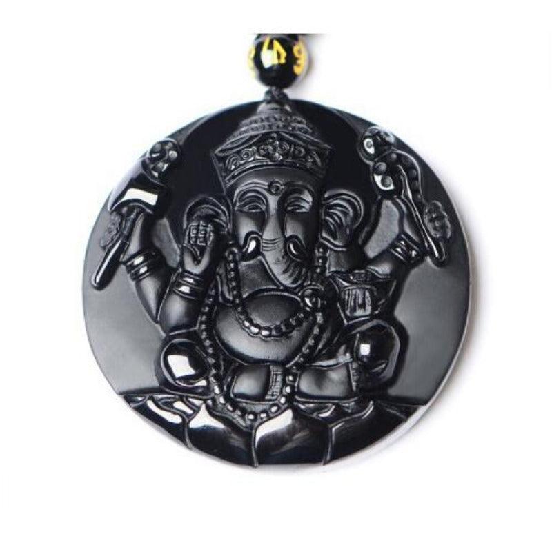 Ganesha Obsidian Halskette - Wohlhaben & Schutz - spiritofesoterik